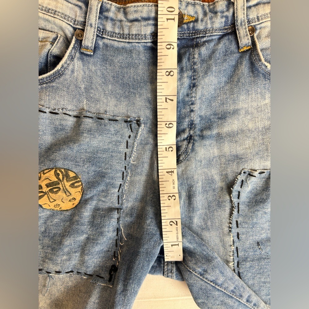 Women's BDG Light Blue Denim Patch Shorts with Urban Embroidered Patch Work 33 - Picture 10 of 15
